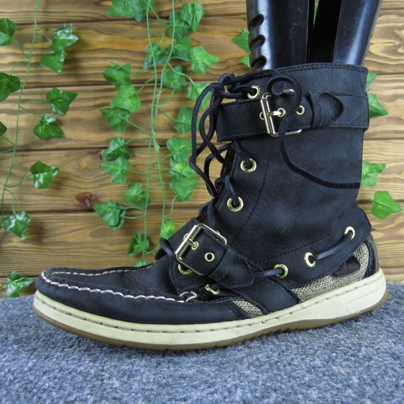 Sperry Top-Sider Huntley Women's Leather Lace-Up Boat Booties Ankle Boots 7.5 - Picture 1 of 7